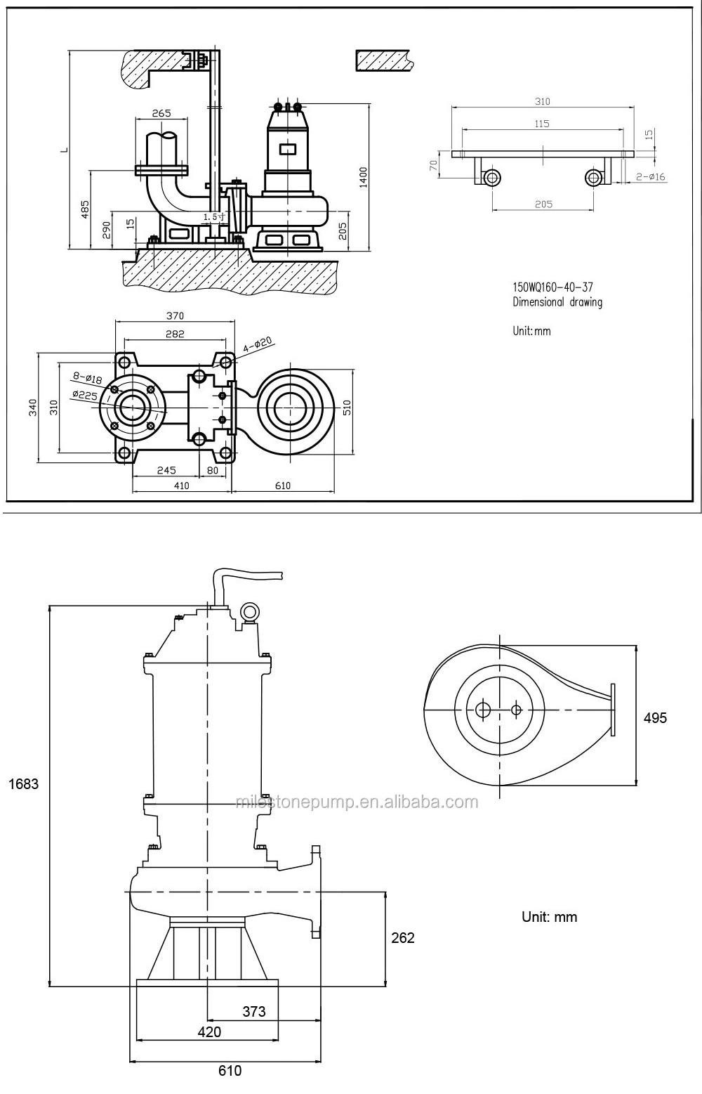 75m Submersible Industrial Macerator Grinder Pumps Dirty Pump Factory