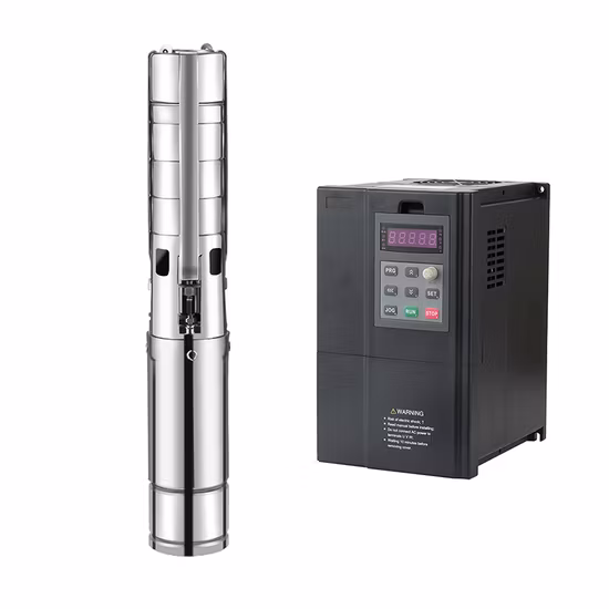 Pompe à eau solaire en acier inoxydable pour l'irrigation, forage de puits profond Submersible 400W DC48 avec panneaux